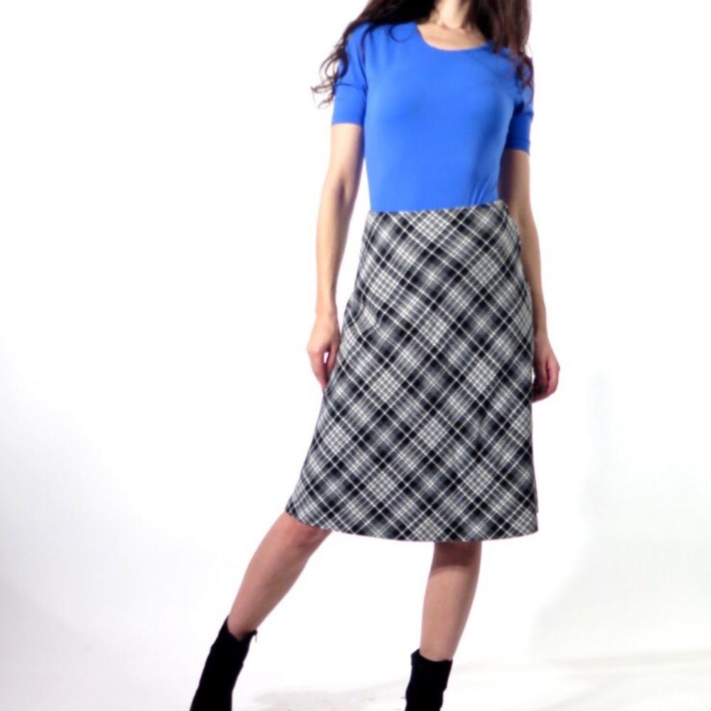 70's Boho Plaid, Wool, High Waist Skirt